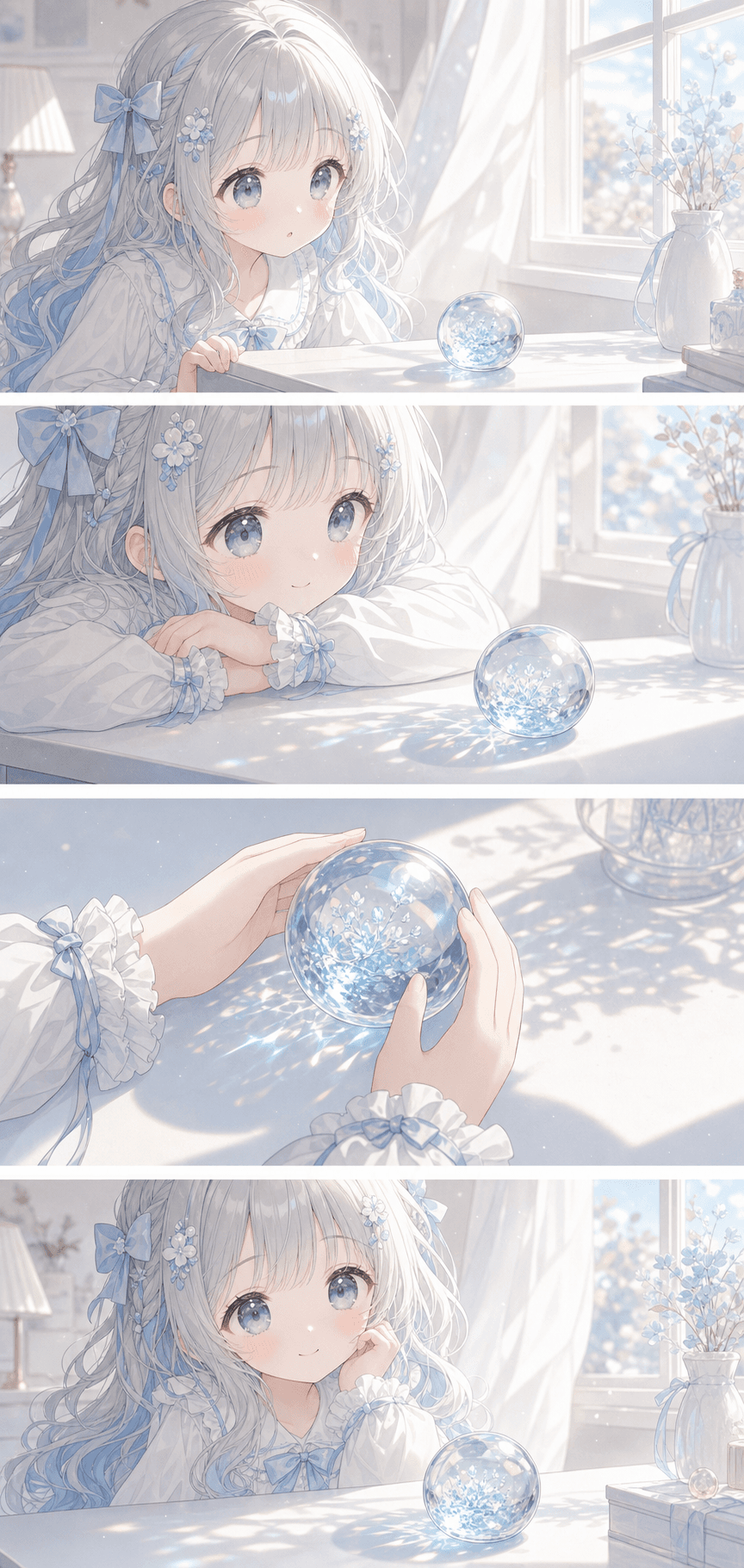水色のペーパーウェイトに朝が丸く光ったよ