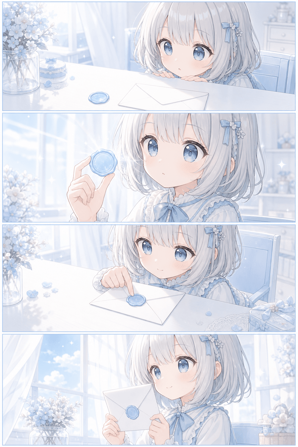 水色の封蝋シールが朝に光ったよ