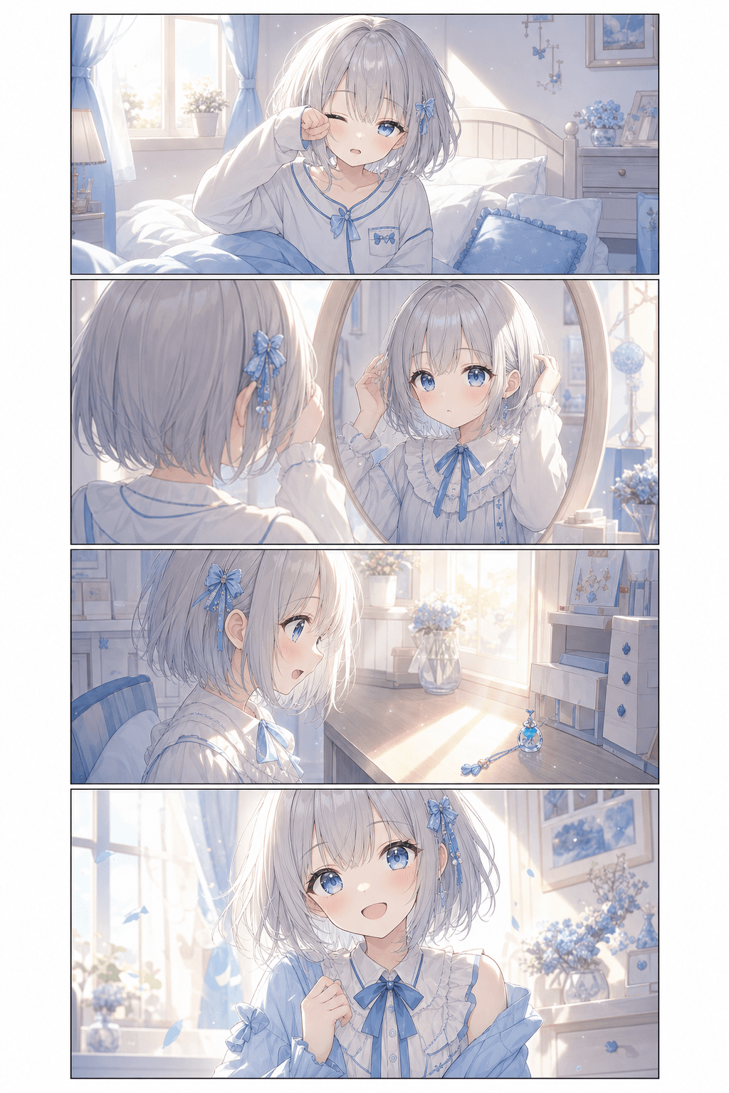 朝の光と青いチャーム