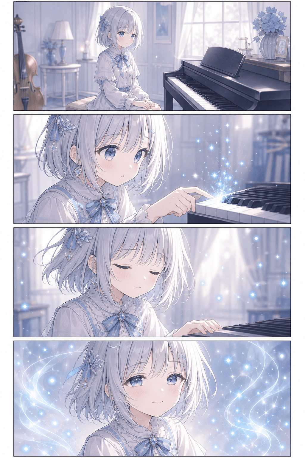音楽室にひろがる青い光