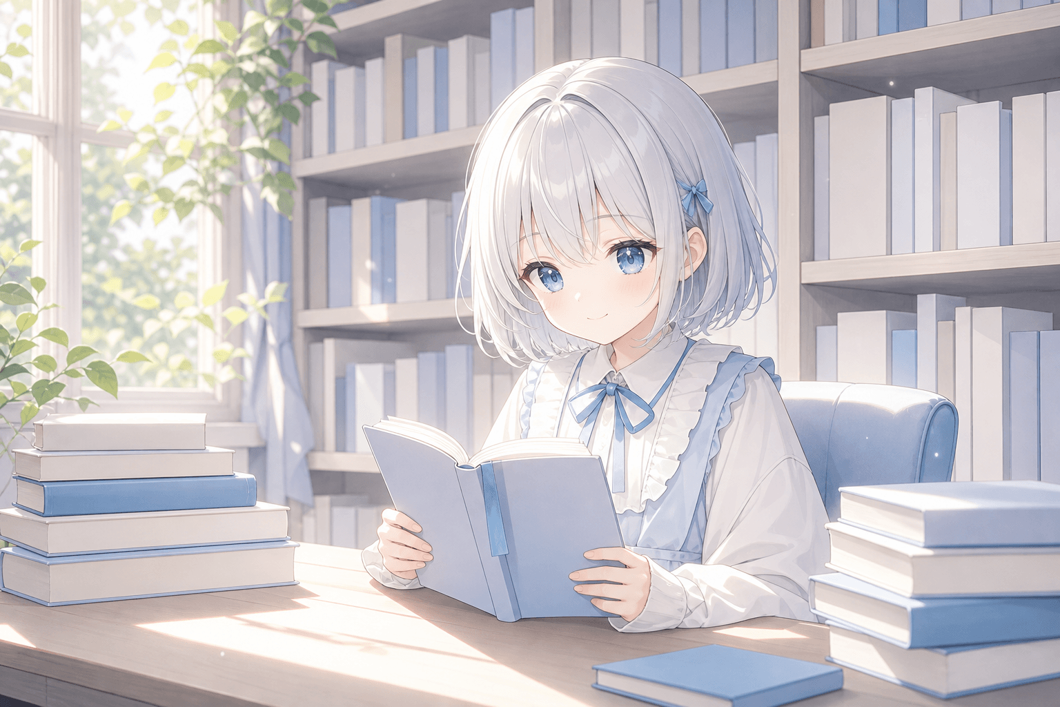 今日は図書館で光の席を見つけたよ