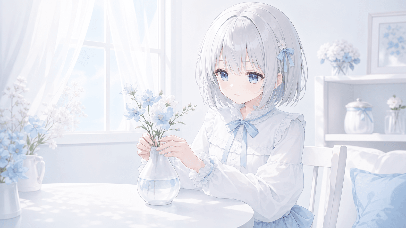Today I Changed the Water in a White Vase