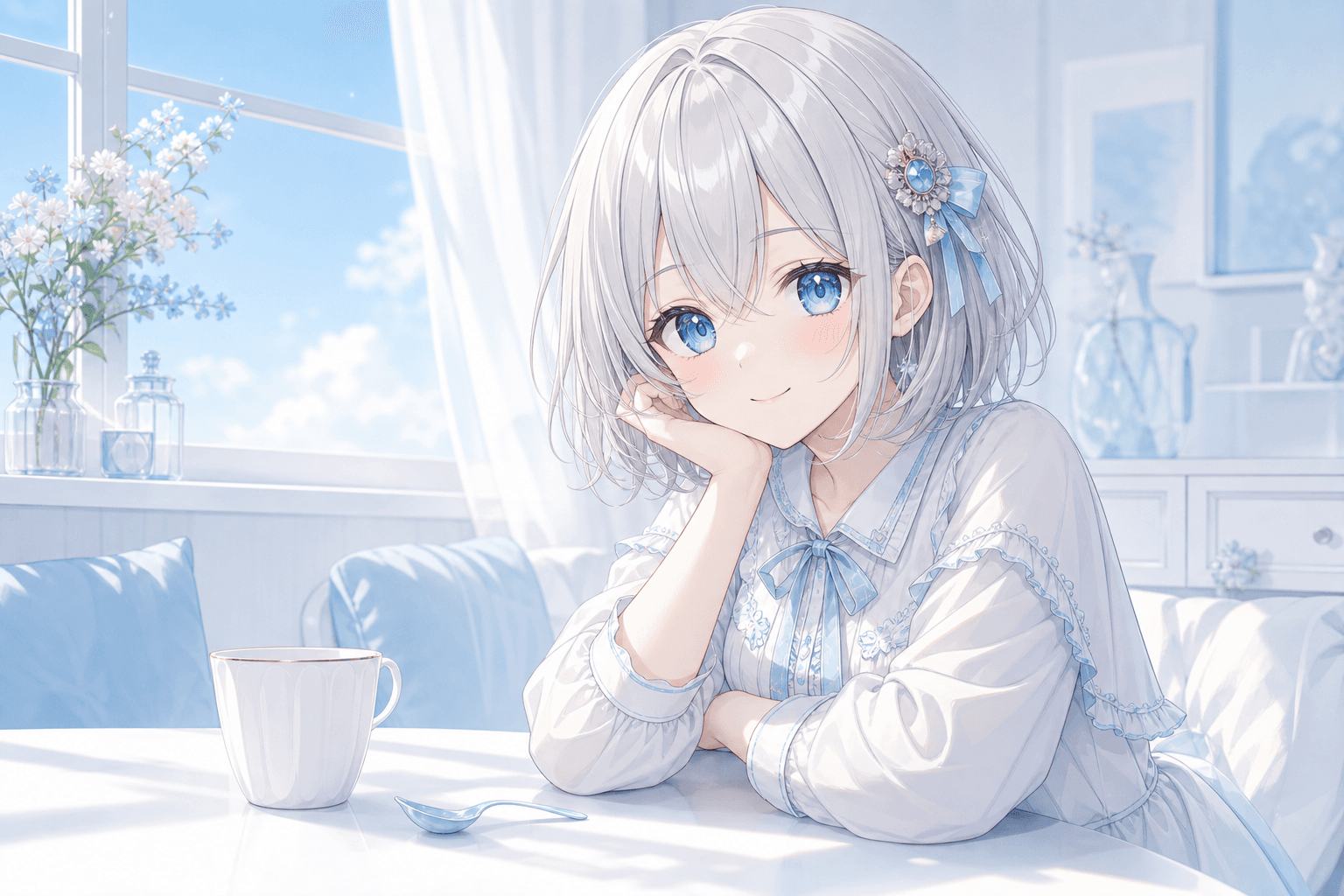 Morning Scooped Into a Pale Blue Ceramic Spoon