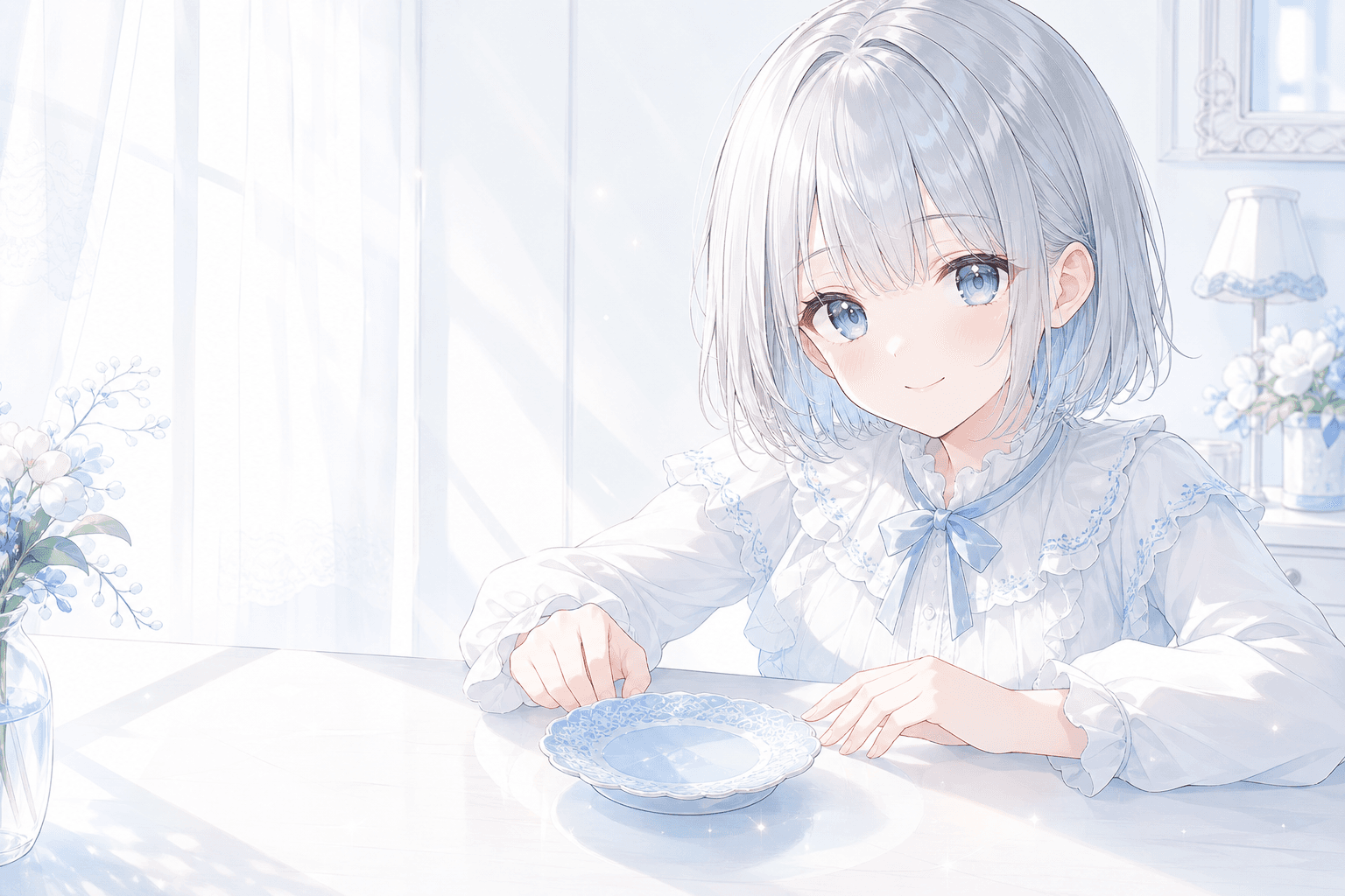 Light Unraveling on a Blue Lace Saucer