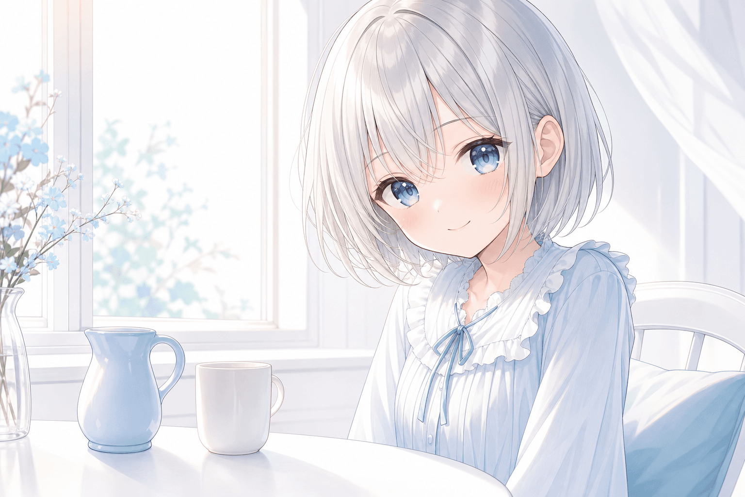 Morning Poured Into a Pale Blue Milk Pitcher