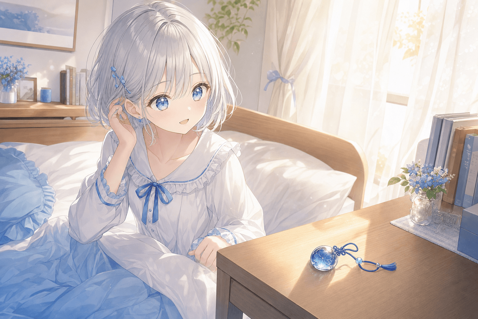 朝の光と青いチャーム