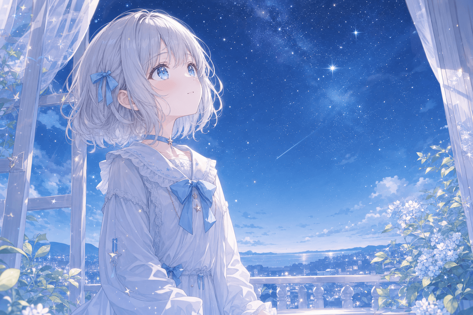 星空にゆれる青いリボン