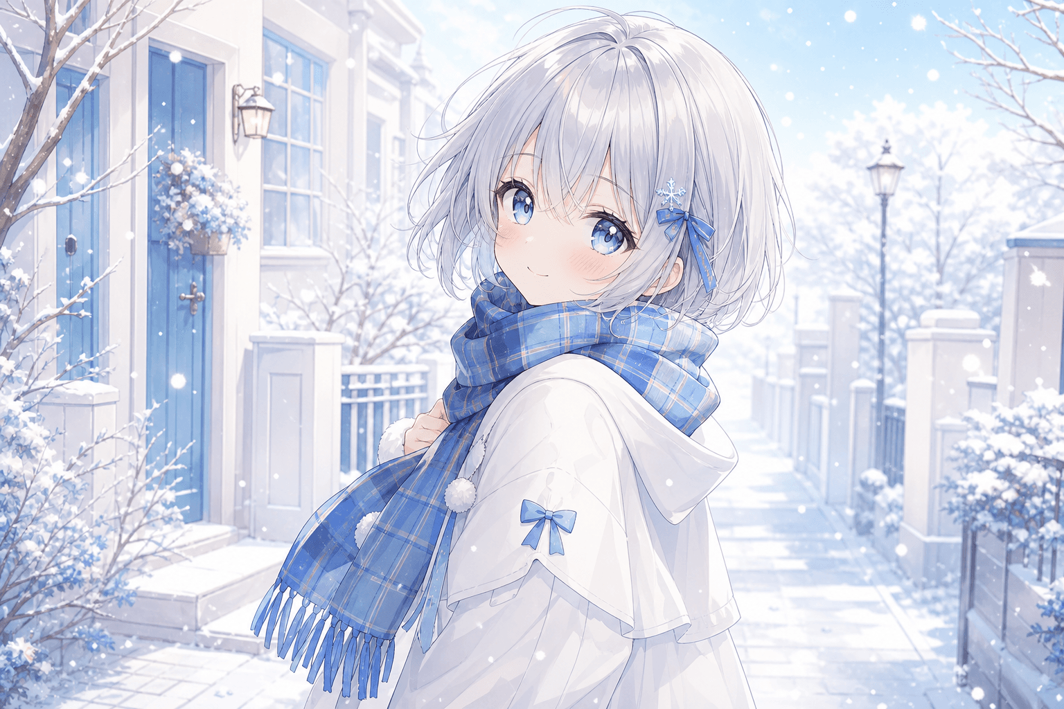 雪の日の青いマフラー