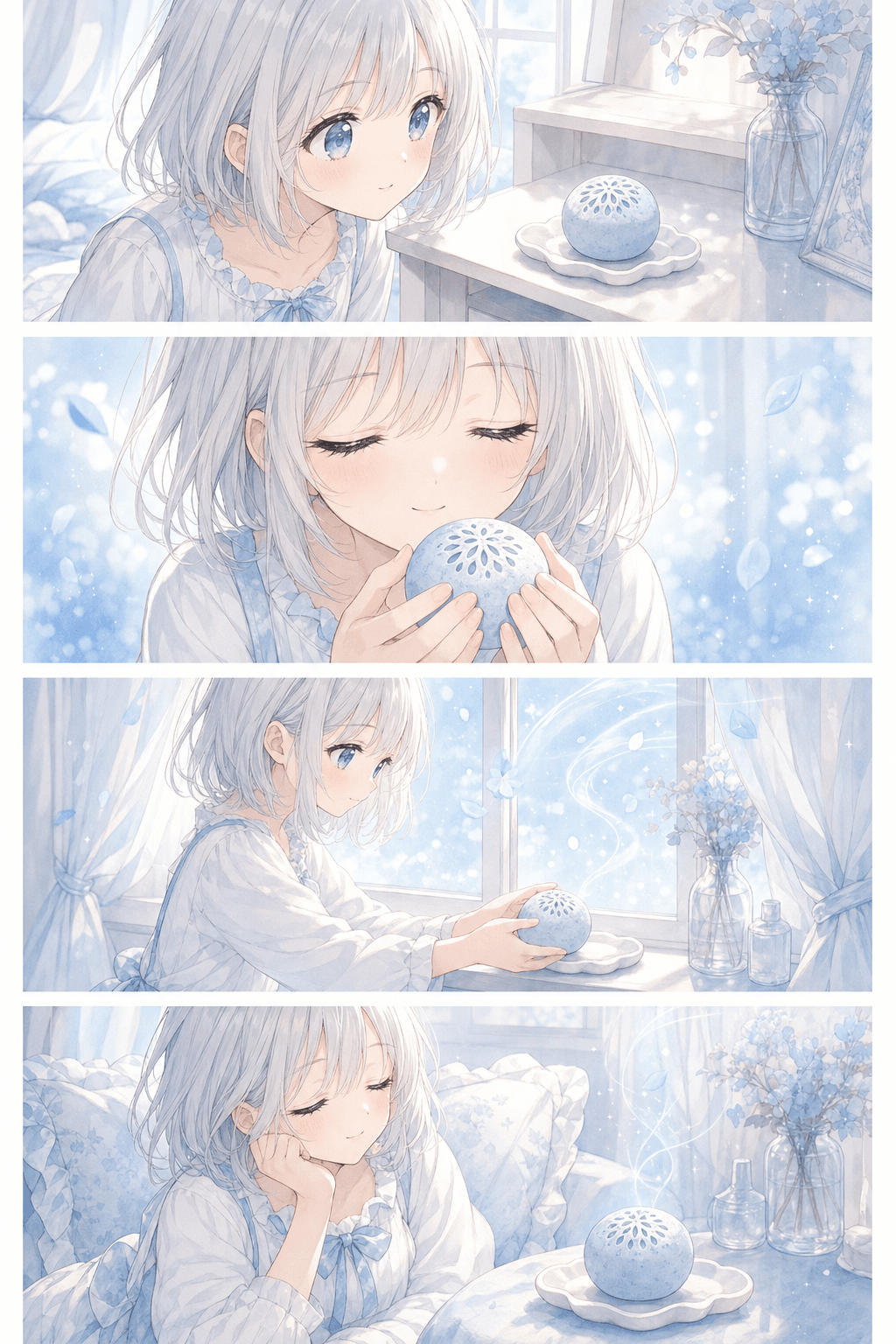 水色のアロマストーンに朝が香ったよ