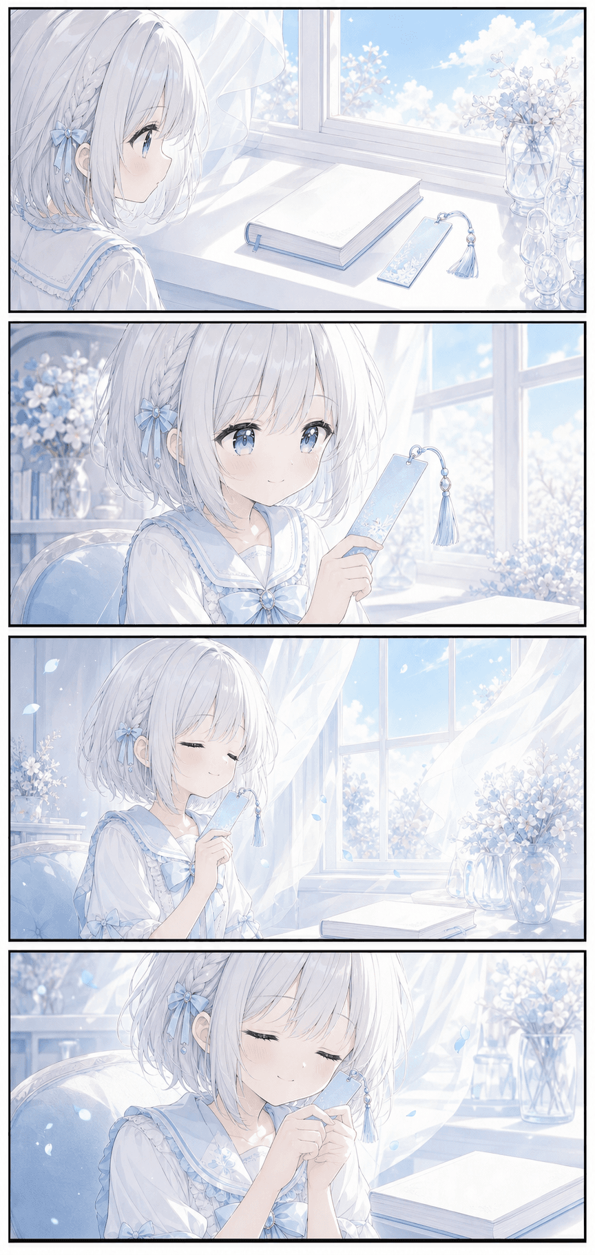 水色のしおりに風がそっと止まったよ
