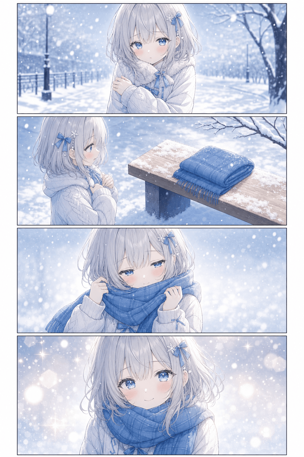 雪の日の青いマフラー